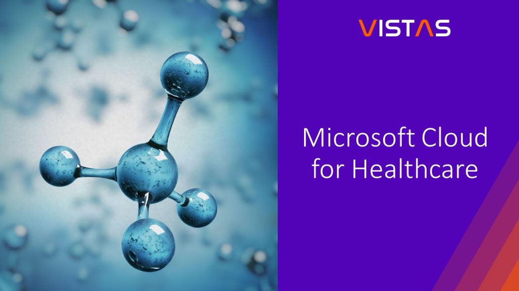 Microsoft Cloud for Healthcare logo featuring cloud imagery and healthcare symbols, representing digital health solutions.